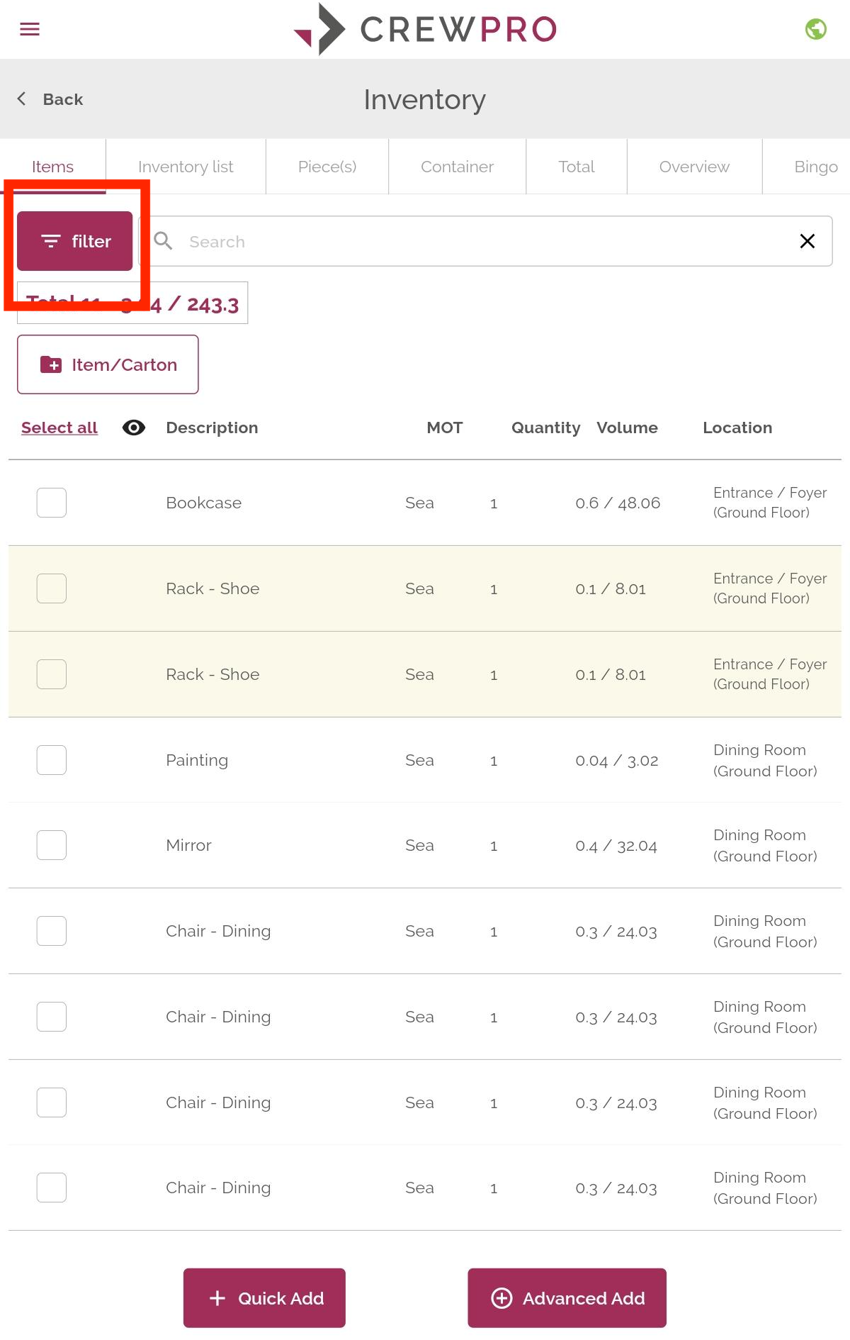 Pronto Inventory Create an electronic inventory (with a pre-move inventory)