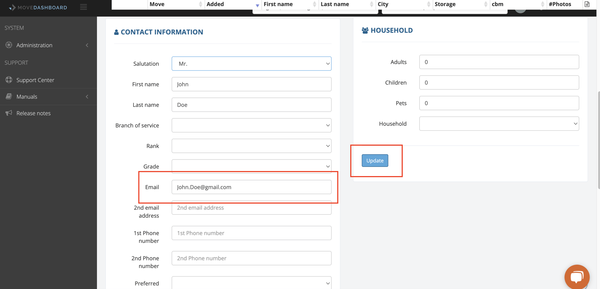 Create a new client/move file in the MoveDashboard